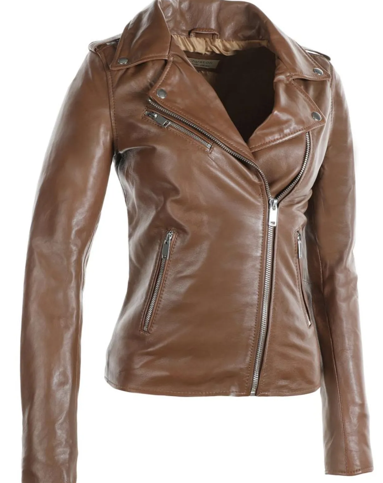 Veste en Cuir Hortence cognac-Chyston
