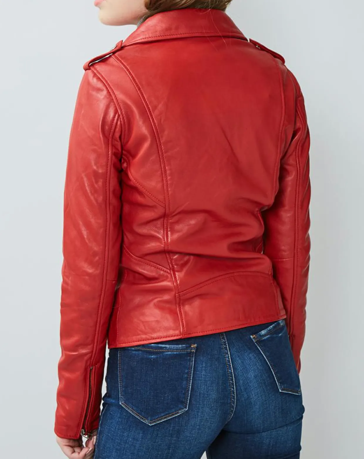 Femme Chyston Vestes, Blousons^Veste en Cuir Hortence rouge
