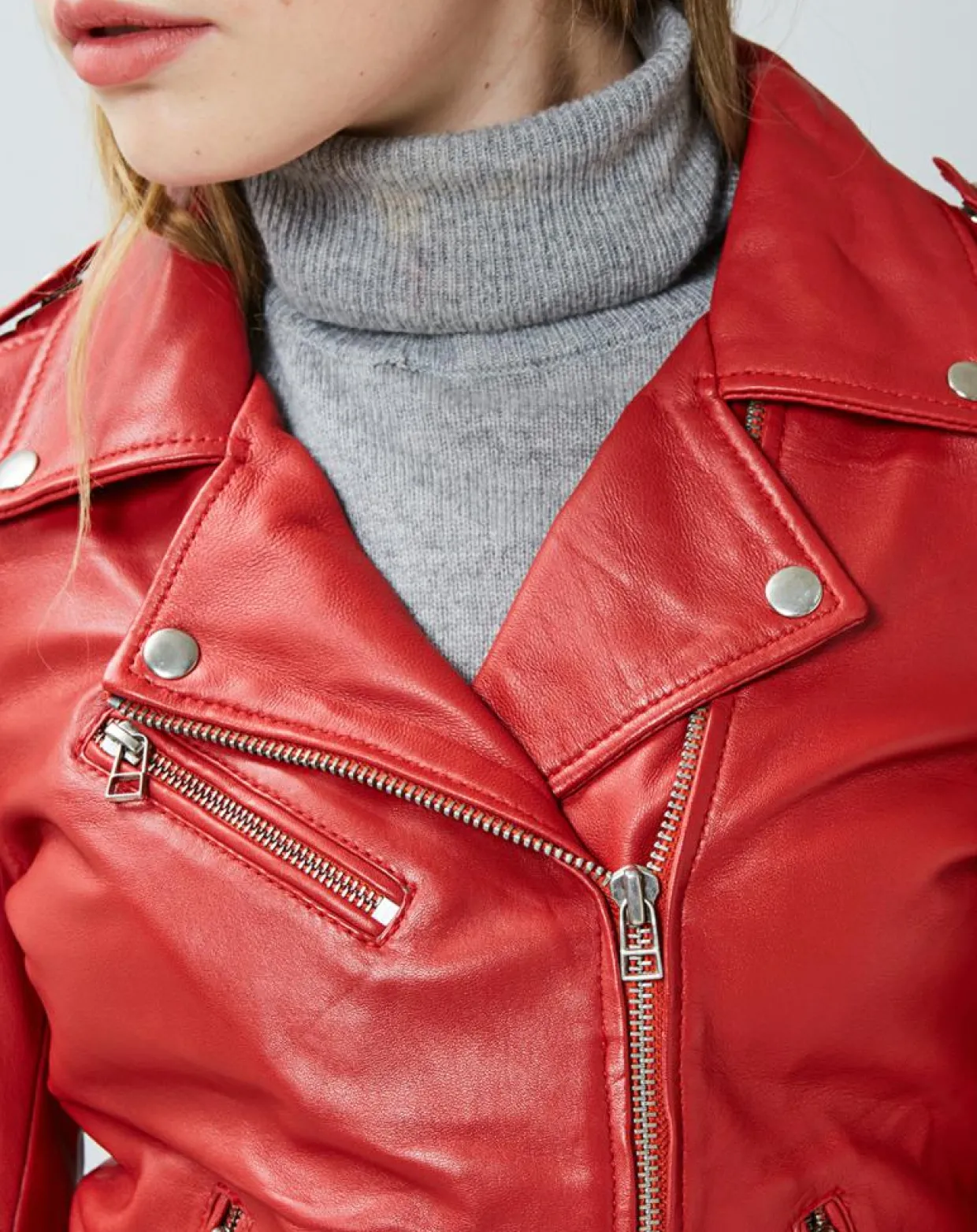 Femme Chyston Vestes, Blousons^Veste en Cuir Hortence rouge