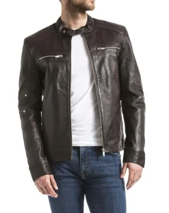 Veste en Cuir Idannus marron-Blue Wellford Hot