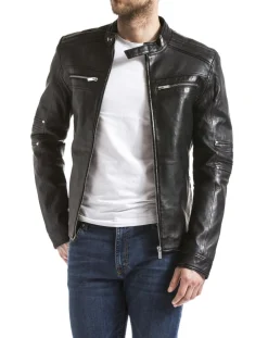 Veste en Cuir Idannus noire-Blue Wellford Online