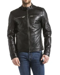 Veste en Cuir Idannus noire-Blue Wellford Online