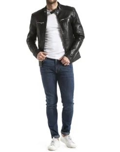 Veste en Cuir Idannus noire-Blue Wellford Online