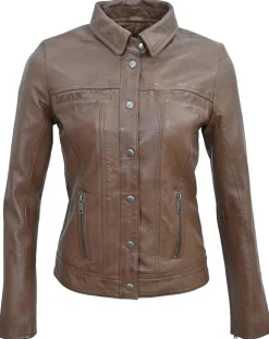 Femme Chyston Vestes, Blousons^Veste en Cuir Isia cognac