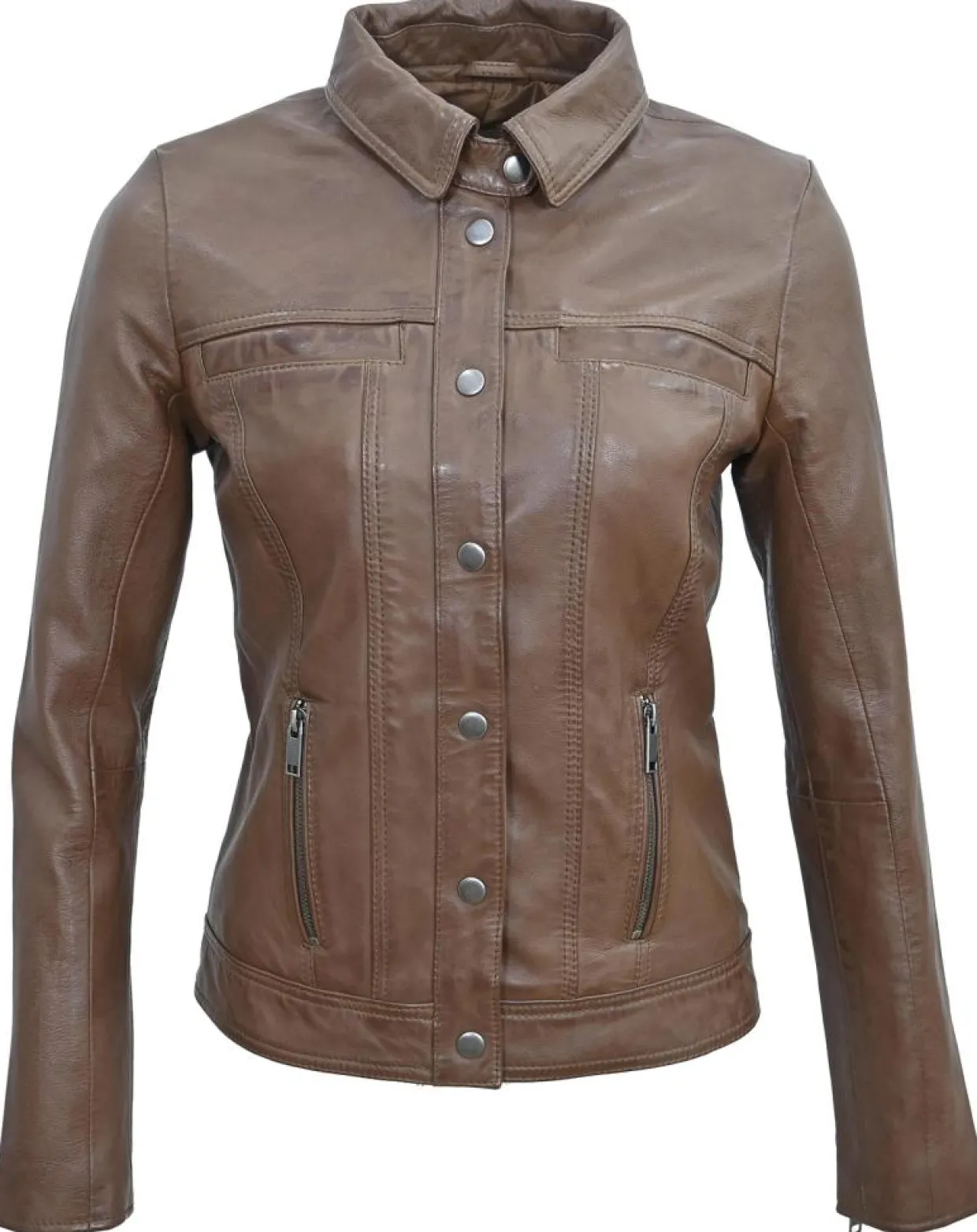 Femme Chyston Vestes, Blousons^Veste en Cuir Isia cognac