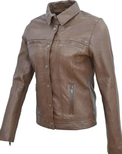 Femme Chyston Vestes, Blousons^Veste en Cuir Isia cognac