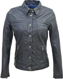 Femme Chyston Vestes, Blousons^Veste en Cuir Isia marine