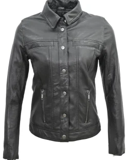Femme Chyston Vestes, Blousons^Veste en Cuir Isia noire