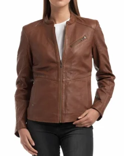 Veste en Cuir Ivette cognac-Chyston Sale