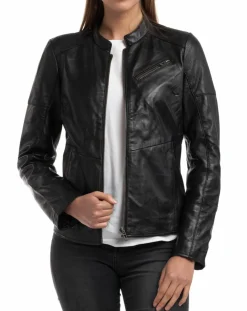 Veste en Cuir Ivette noire-Chyston Discount