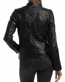 Veste en Cuir Ivette noire-Chyston Discount
