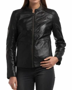 Veste en Cuir Ivette noire-Chyston Discount