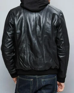 Veste en Cuir Jack noire-Chyston