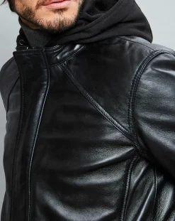 Veste en Cuir Jack noire-Chyston