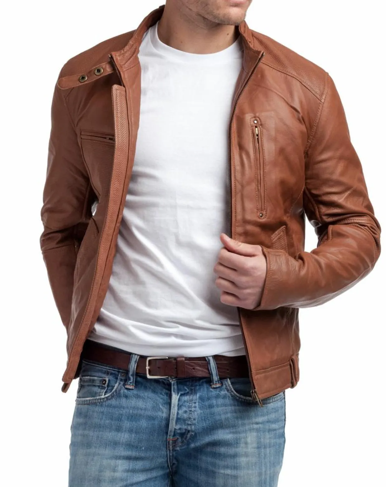Homme Chyston Vestes, Blousons^Veste en Cuir Jacky cognac