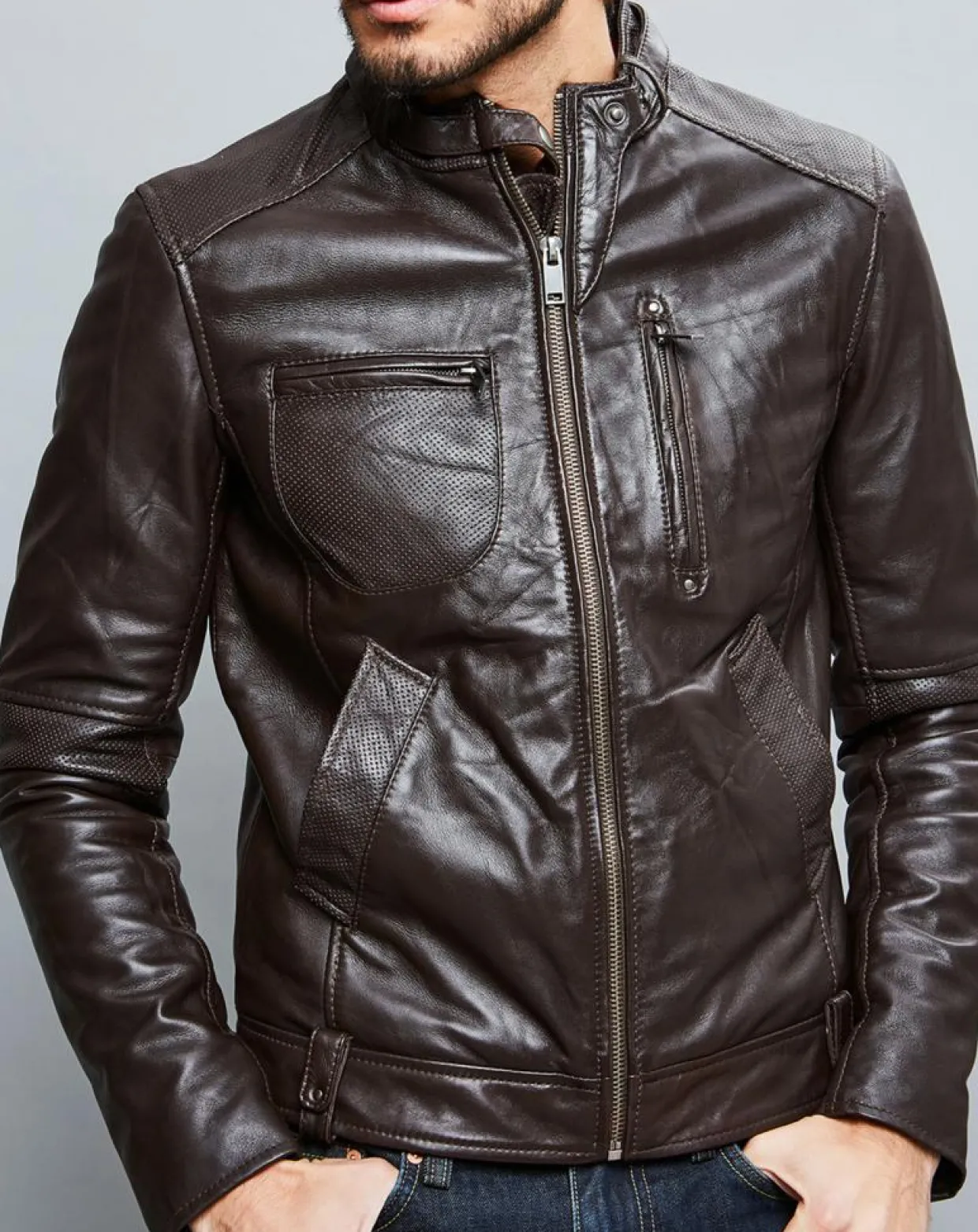 Homme Chyston Vestes, Blousons^Veste en Cuir Jacky marron