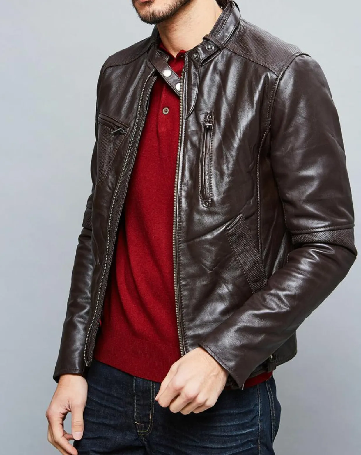 Homme Chyston Vestes, Blousons^Veste en Cuir Jacky marron