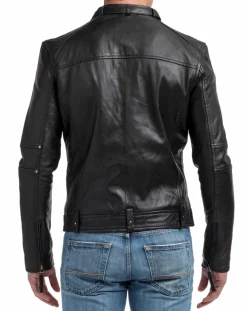 Veste en Cuir Jacky noire-Chyston Hot