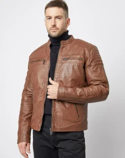 Homme Chyston Vestes, Blousons^Veste en Cuir Jefferson cognac