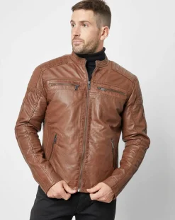 Homme Chyston Vestes, Blousons^Veste en Cuir Jefferson cognac