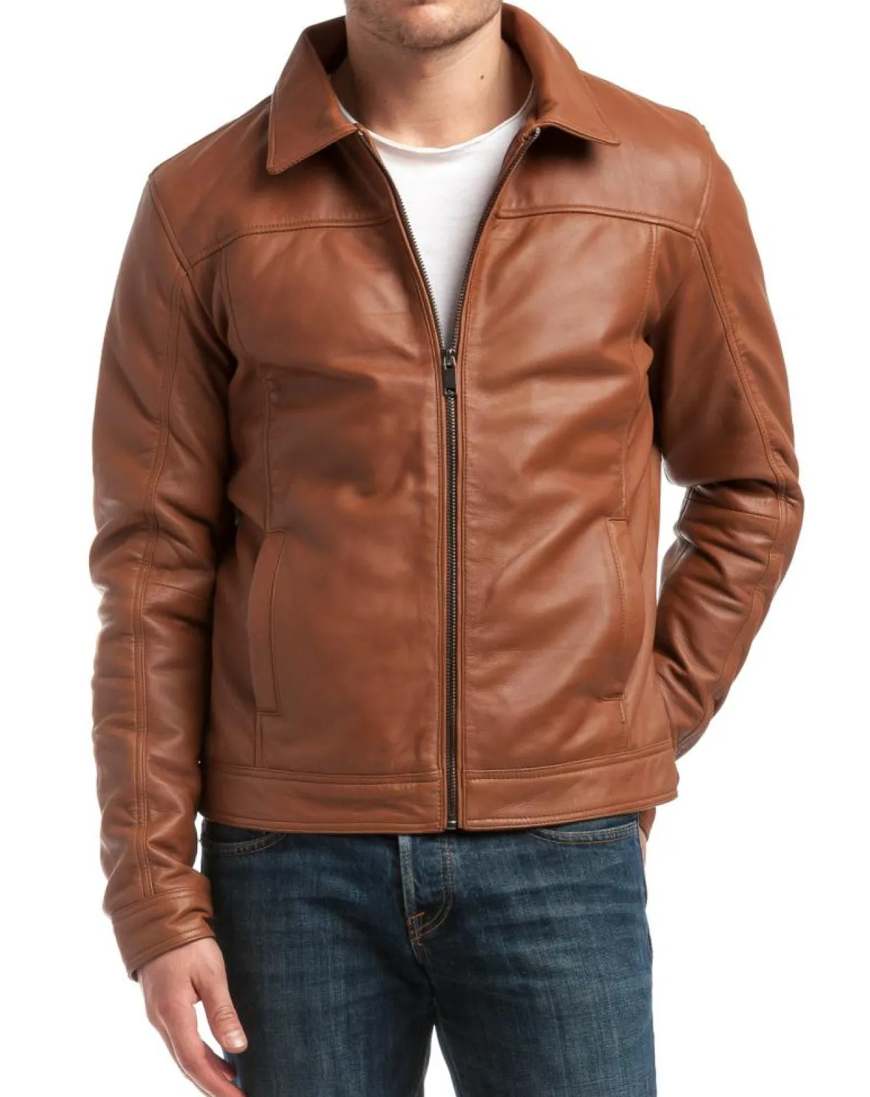 Homme Chyston Vestes, Blousons^Veste en Cuir Karlton cognac