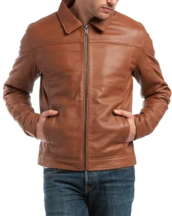 Homme Chyston Vestes, Blousons^Veste en Cuir Karlton cognac