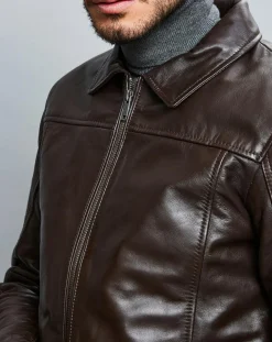 Veste en Cuir Karlton marron-Chyston Discount