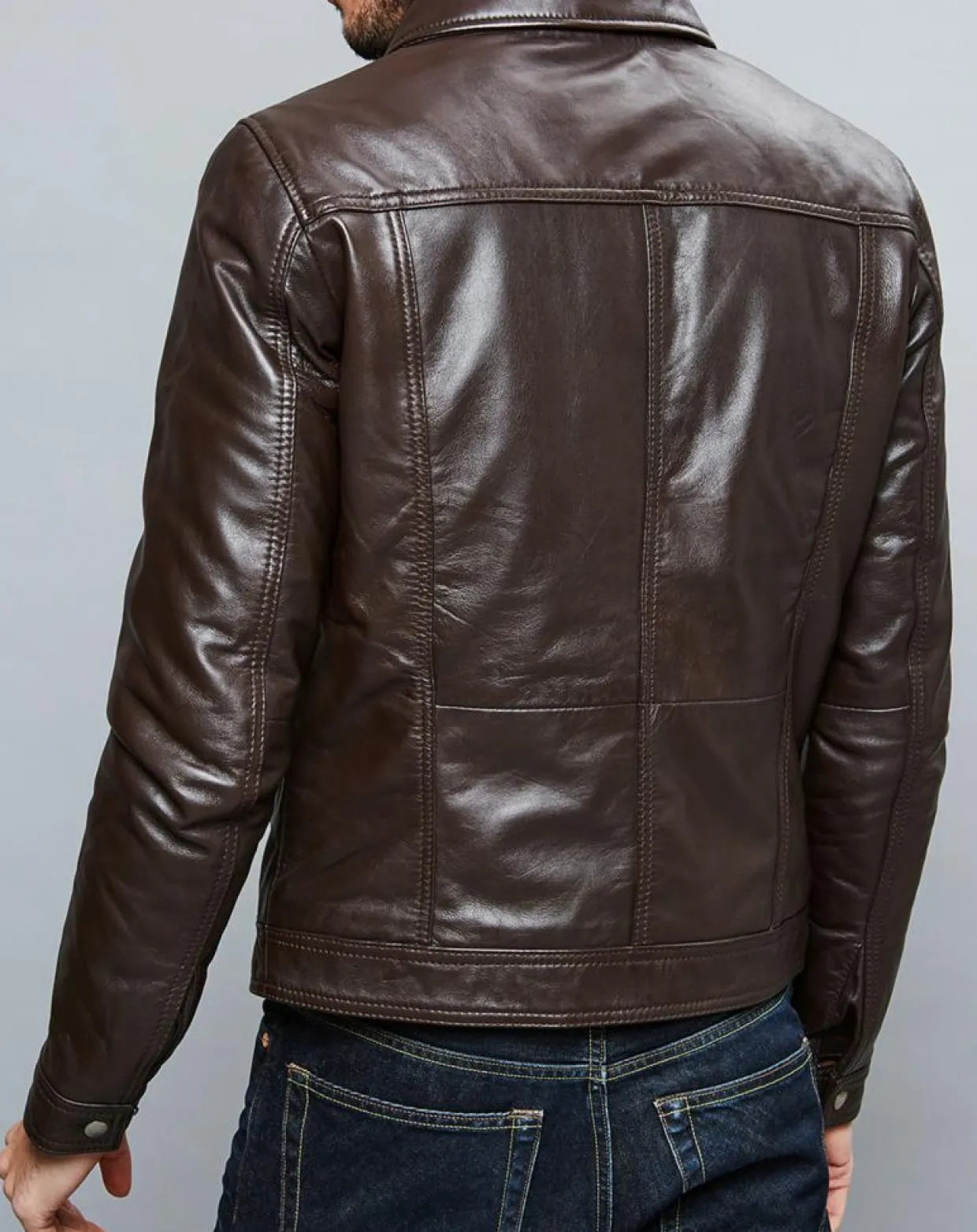 Veste en Cuir Karlton marron-Chyston Discount