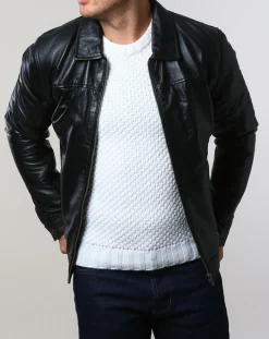 Homme Chyston Vestes, Blousons^Veste en Cuir Karlton noire