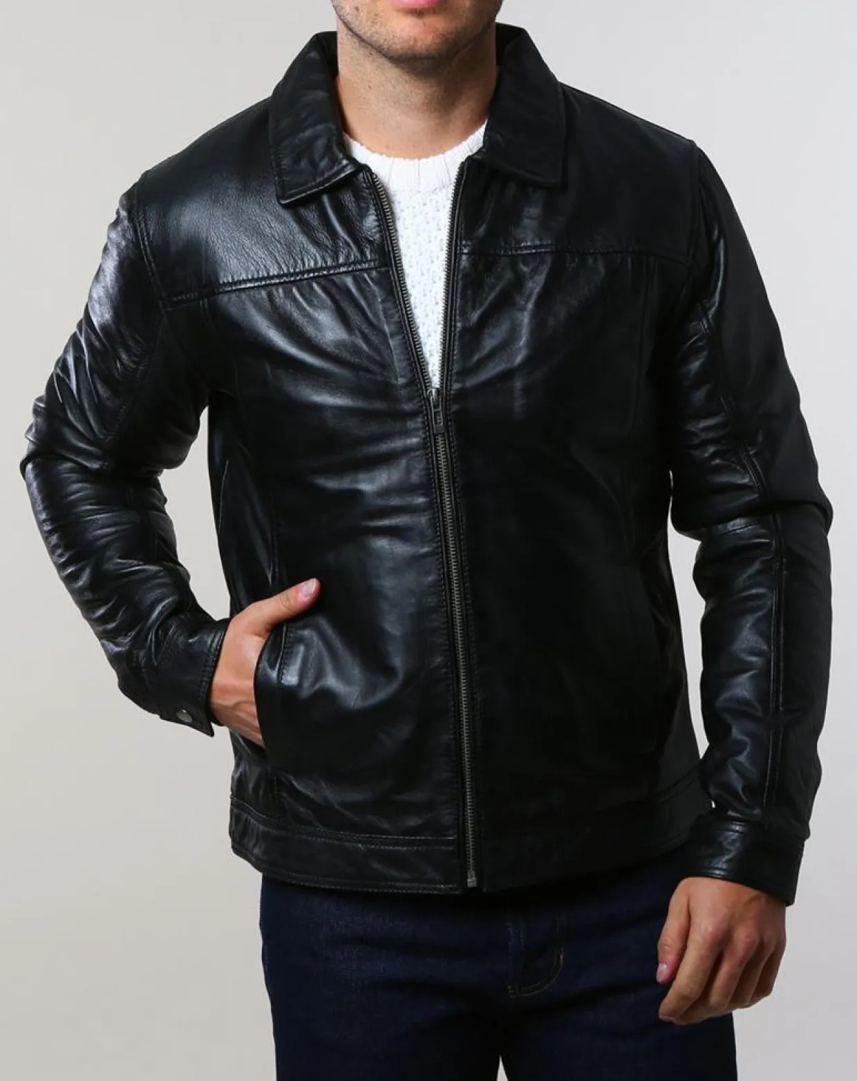 Homme Chyston Vestes, Blousons^Veste en Cuir Karlton noire