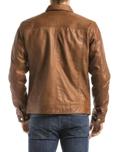 Homme Blue Wellford Vestes, Blousons^Veste en Cuir Koluton cognac