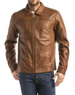 Homme Blue Wellford Vestes, Blousons^Veste en Cuir Koluton cognac