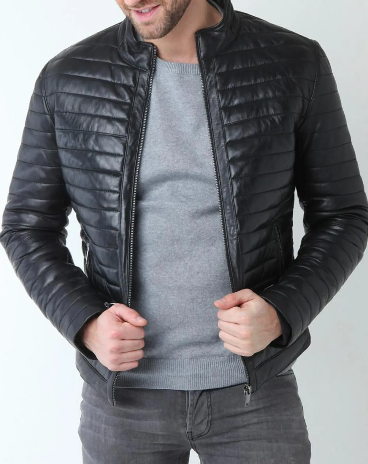 Homme Chyston Vestes, Blousons^Veste en Cuir Lazare noire