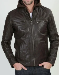 Homme Chyston Vestes, Blousons^Veste en Cuir Leif marron