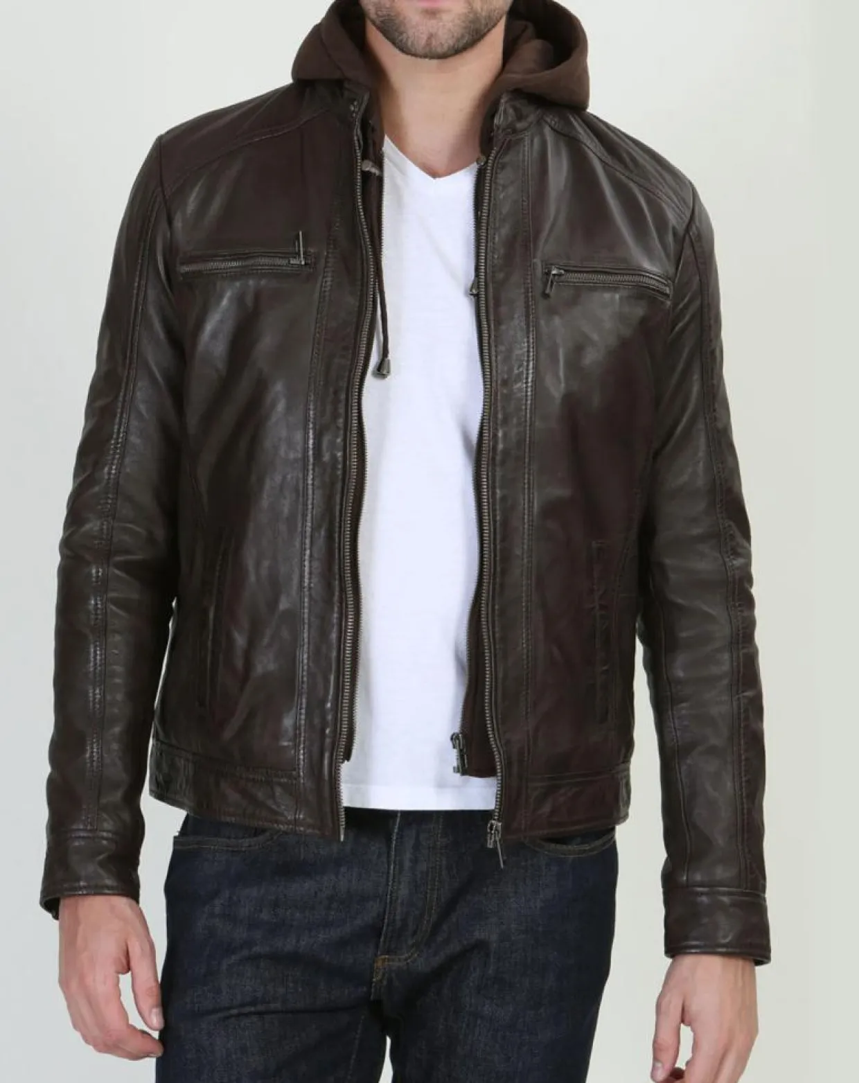Homme Chyston Vestes, Blousons^Veste en Cuir Leif marron