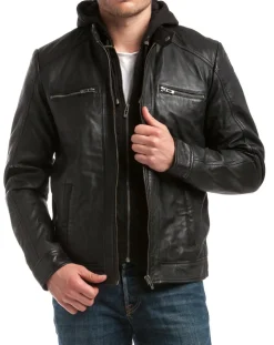 Veste en Cuir Leif noire-Chyston Outlet