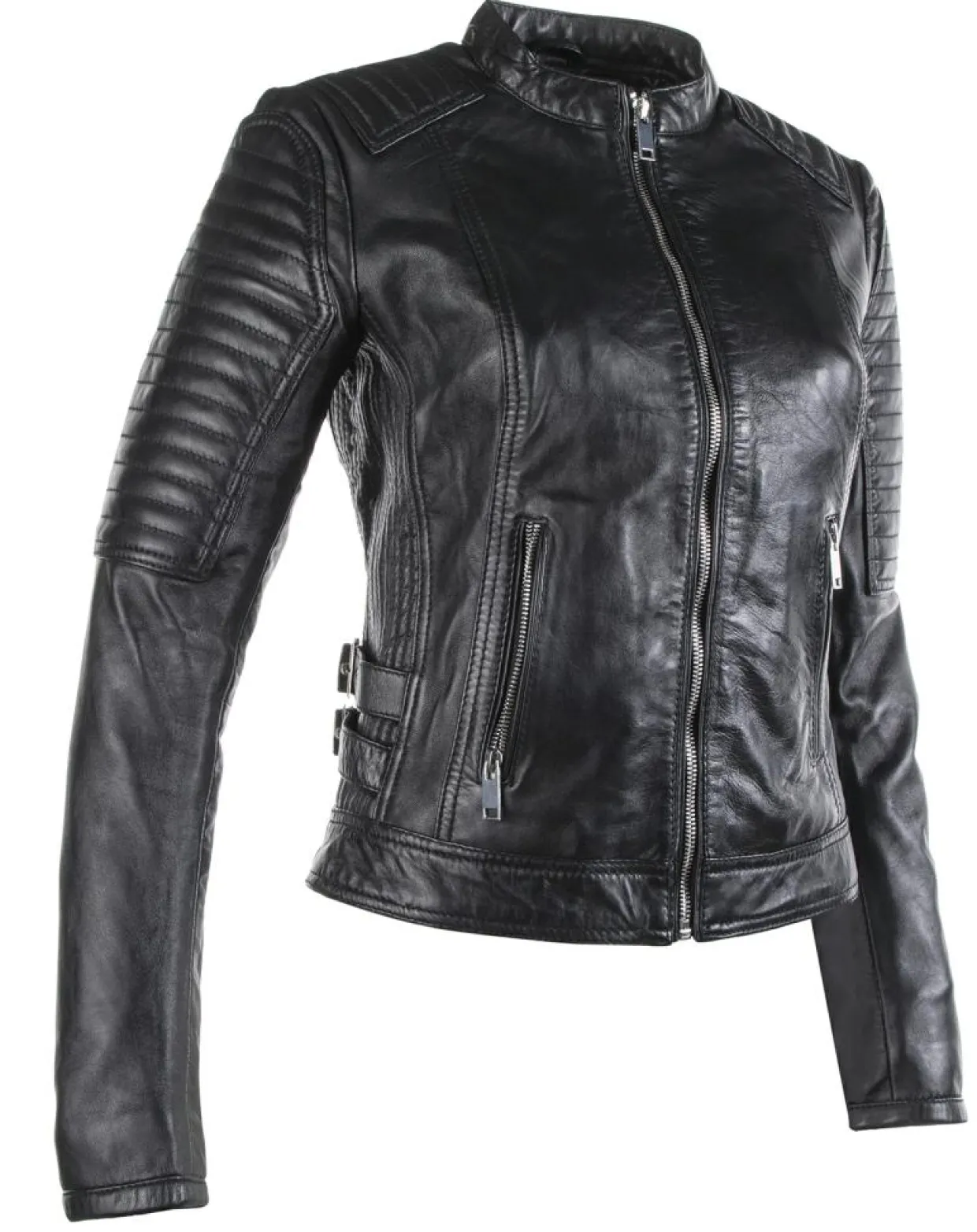 Veste en Cuir Lena noire-Chyston Outlet