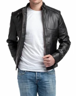 Veste en cuir léo noir-Chyston Clearance