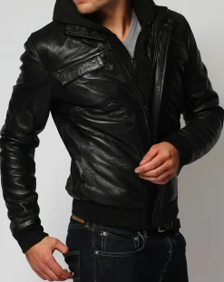 Veste en Cuir Lucas noire-Chyston New