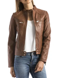 Veste en Cuir Madeira cognac-Blue Wellford Hot