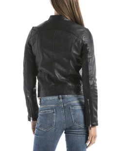Veste en Cuir Madeira noire-Blue Wellford Hot