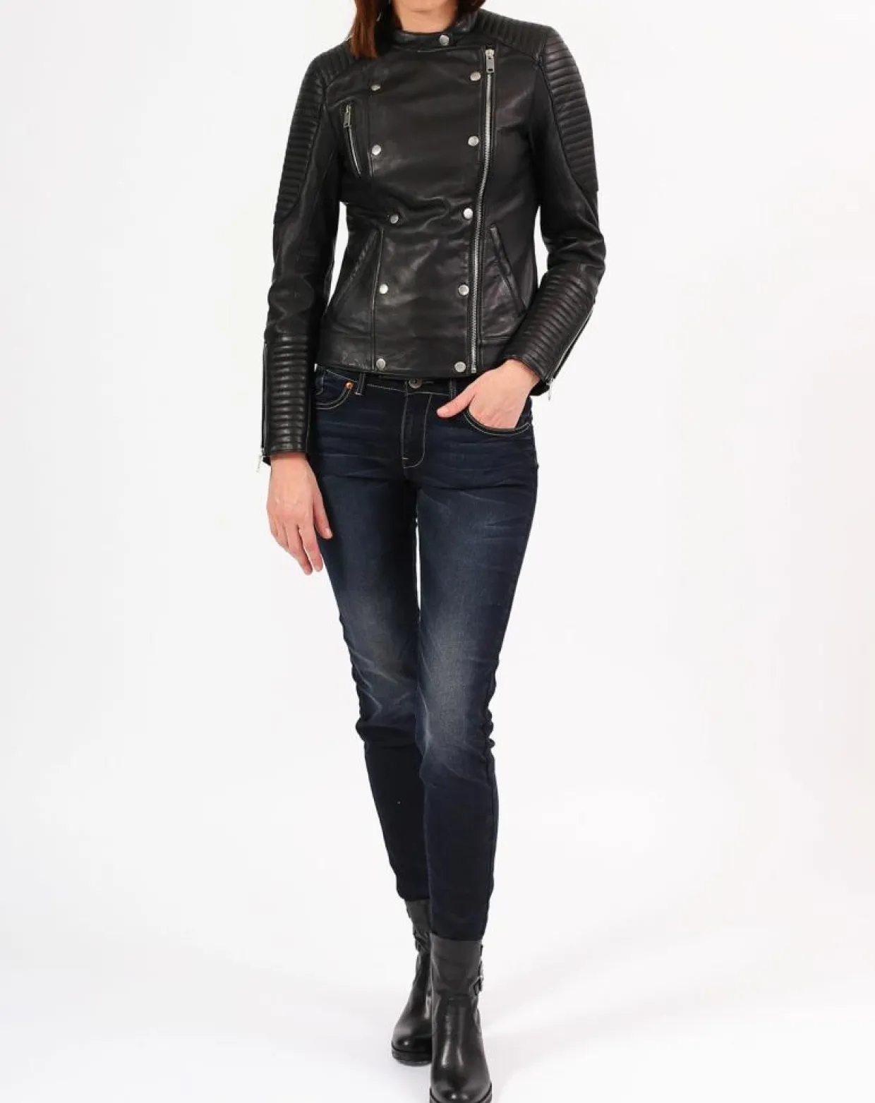 Femme Blue Wellford Vestes, Blousons^Veste en Cuir Marion noire