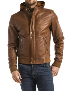 Homme Blue Wellford Vestes, Blousons^Veste en Cuir Maros cognac