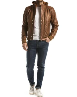 Homme Blue Wellford Vestes, Blousons^Veste en Cuir Maros cognac