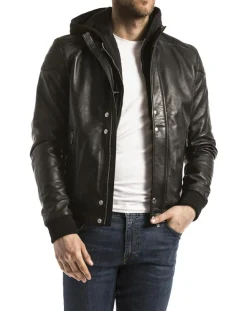 Homme Blue Wellford Vestes, Blousons^Veste en Cuir Maros noire
