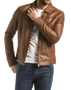 Homme Blue Wellford Vestes, Blousons^Veste en Cuir Mekong cognac