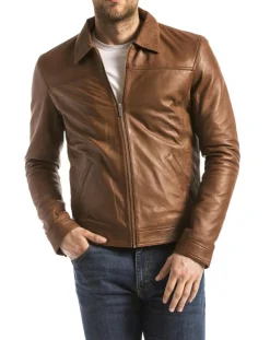 Homme Blue Wellford Vestes, Blousons^Veste en Cuir Mekong cognac