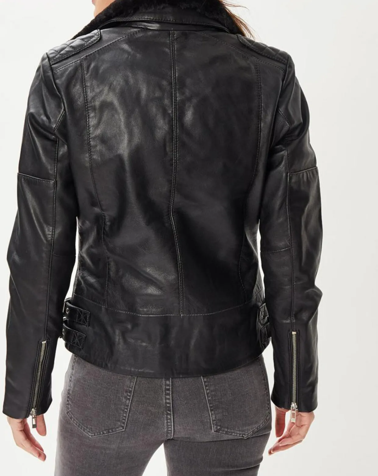 Veste en Cuir Melinda noire-Blue Wellford Discount