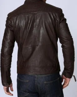Veste en Cuir Michael marron-Chyston