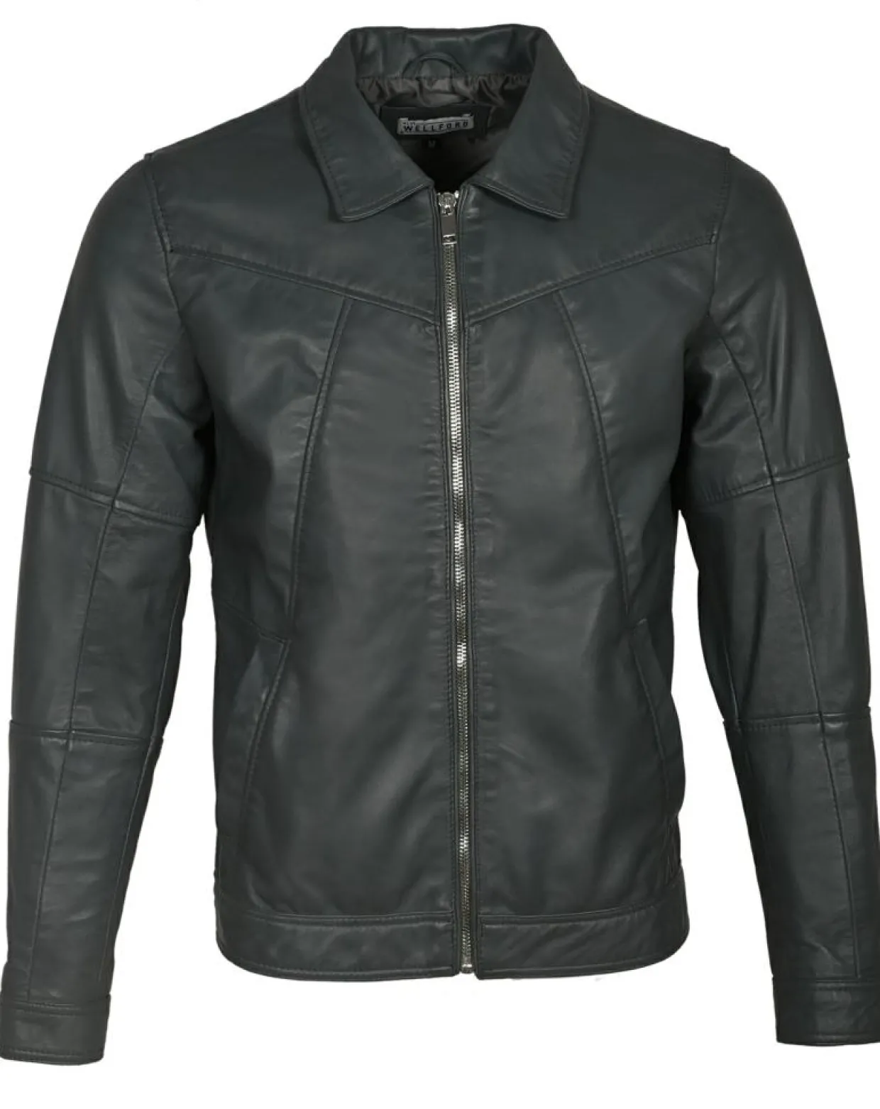 Veste en Cuir Micky gris foncé-Blue Wellford Online